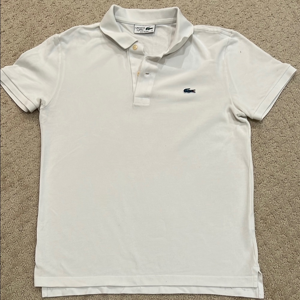 Lacoste/ Jcrew collaboration Ivory Polo with Navy Logo